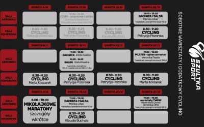 Grafik na sobotnie warsztaty i zajęcia cycling