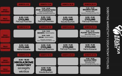 Grafik na sobotnie warsztaty i zajęcia cycling